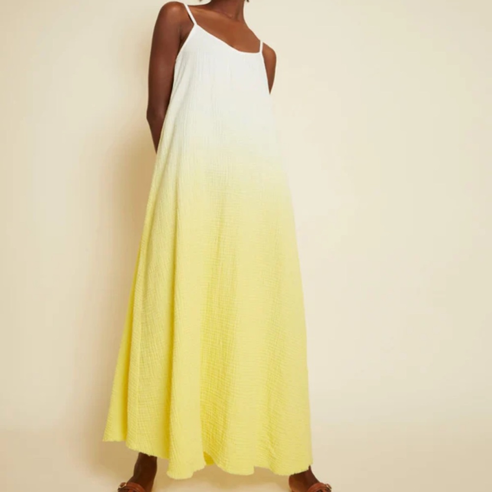 Summer Dress Nation Ltd Yellow Cotton Beach Sundress Maxi Cover Up Size M